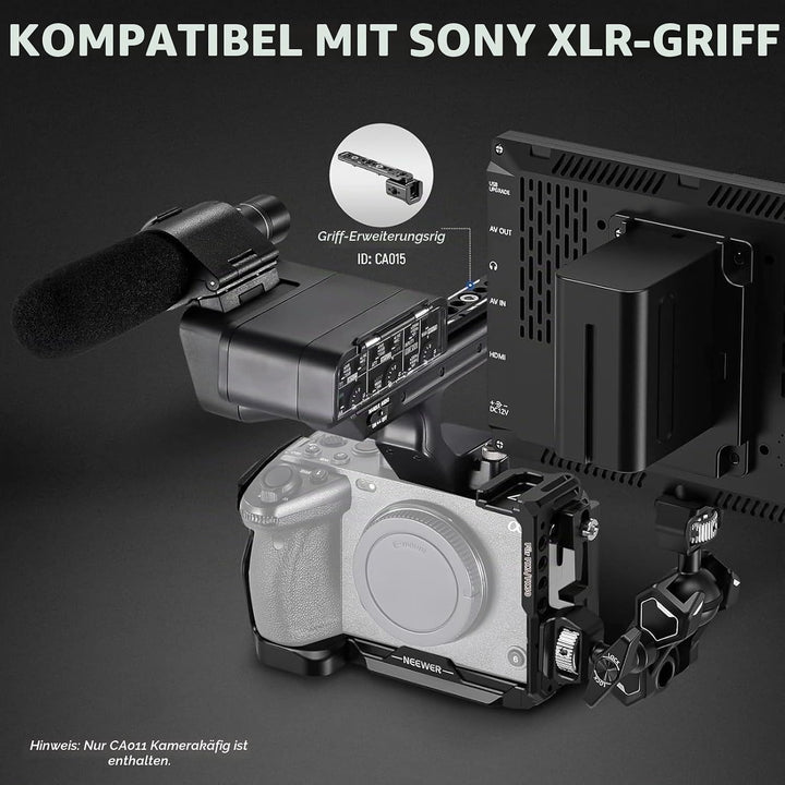 NEEWER FX3/FX30 Cage Kamera Käfig mit HDMI Cable Clamp,NATO Schiene,3/8"ARRI Positionierungslöcher,