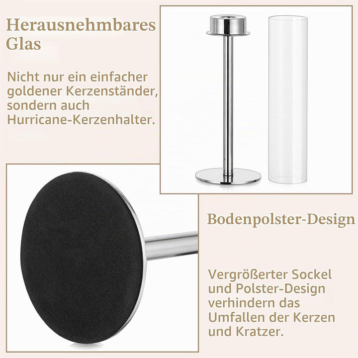 Sziqiqi Kerzenhalter Kerzenständer Silber Metall für Hochzeitstisch Mittelstücke - 48cm Hoch Kerzens