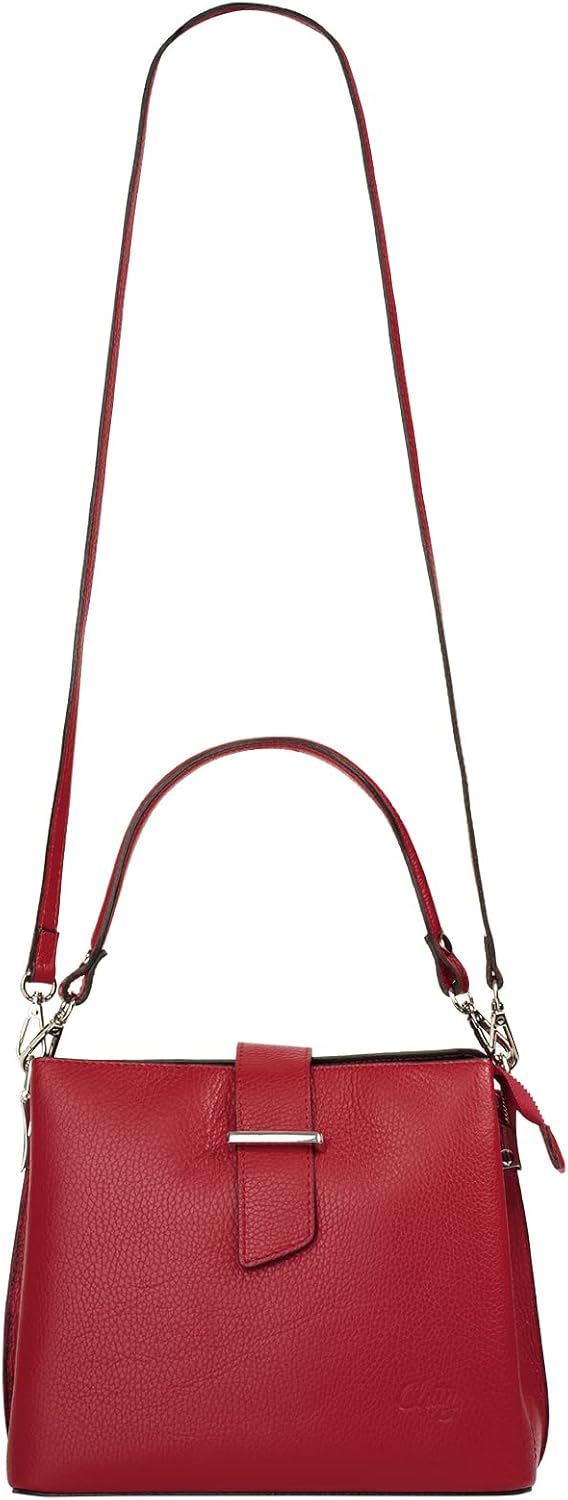 Handtasche Echt Leder Damen Made in Italy, Tragetasche, Umhängetasche, Abendtasche aus Leder 021791