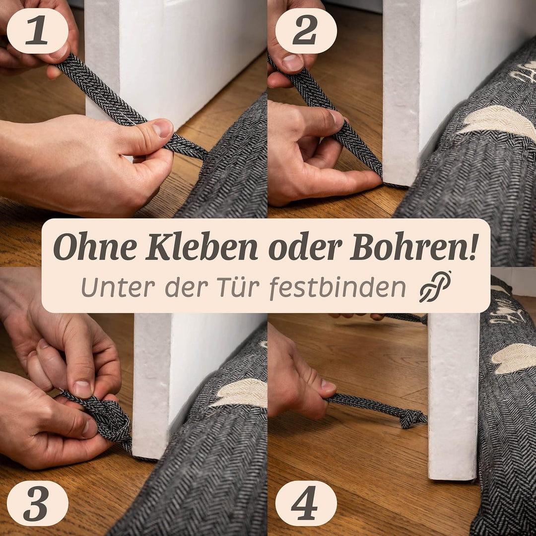 Praknu 2 Stück Zugluftstopper 90cm - Waschbar - Energiesparend - Extra Schwer - Für Türen und Fenste