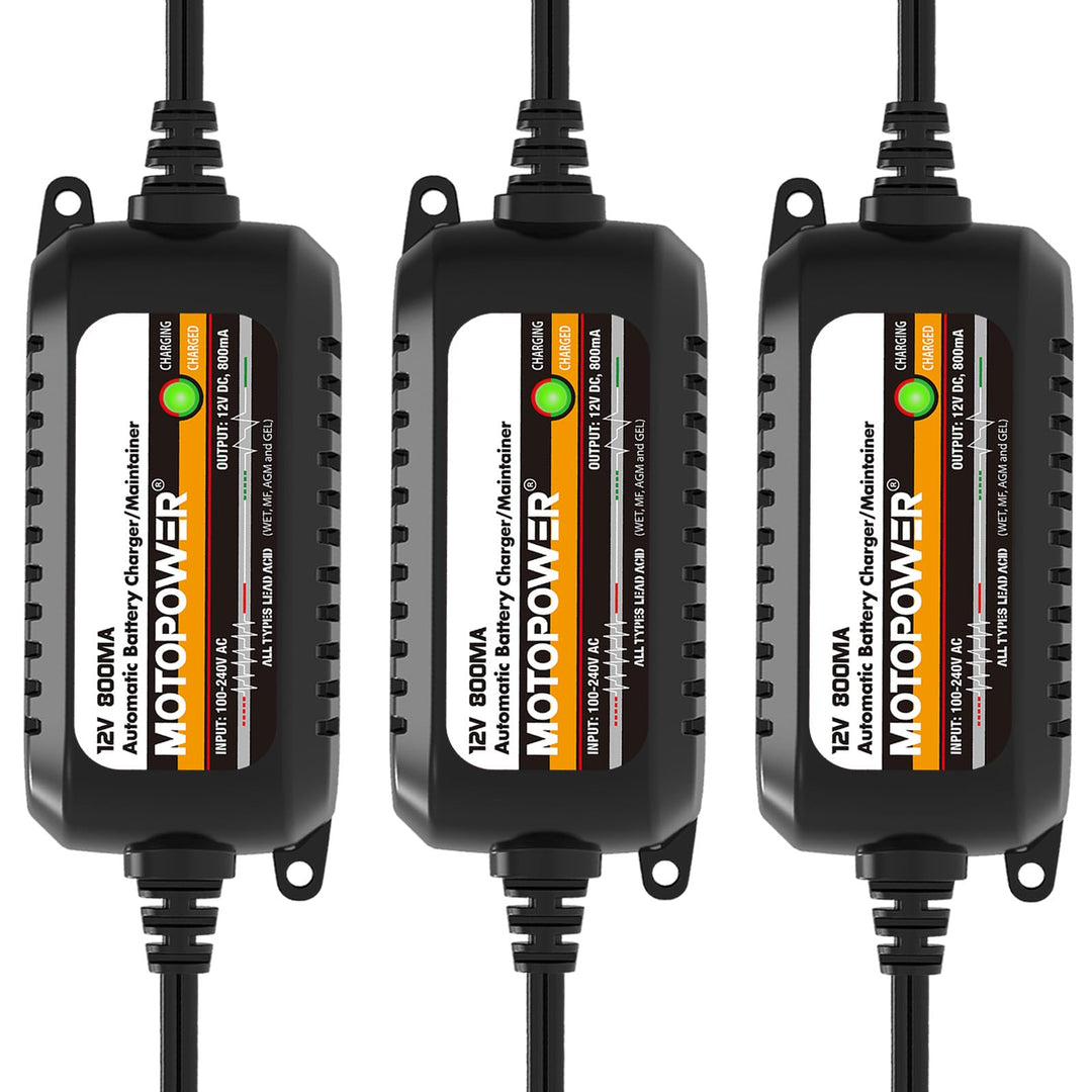 MOTOPOWER MP00205C Automatisches Batterieladegerät, 12 V, 800 mA, Batterieladegerät, Erhaltungsladeg