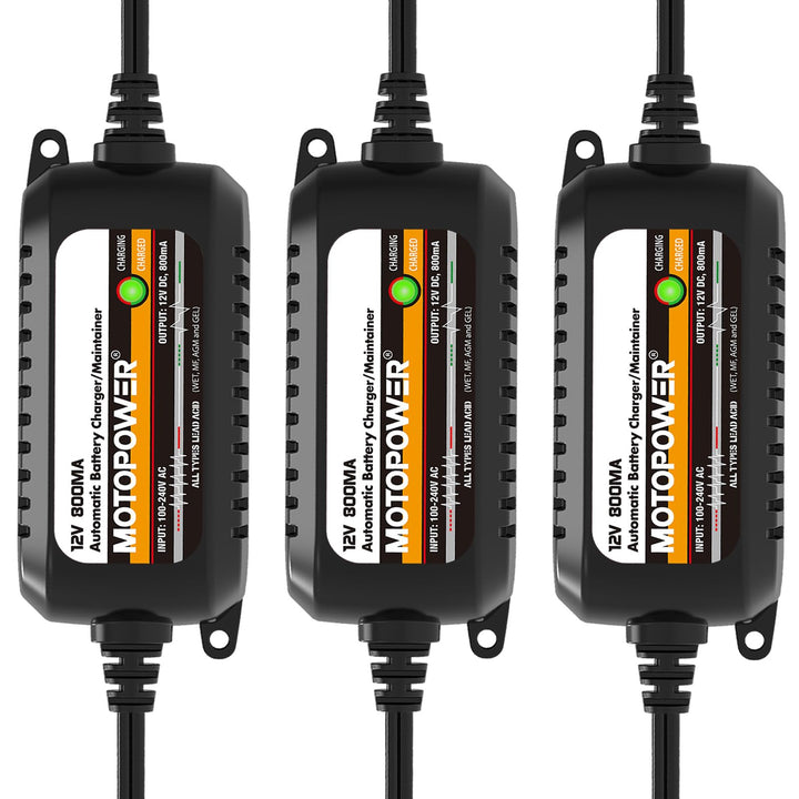 MOTOPOWER MP00205C Automatisches Batterieladegerät, 12 V, 800 mA, Batterieladegerät, Erhaltungsladeg