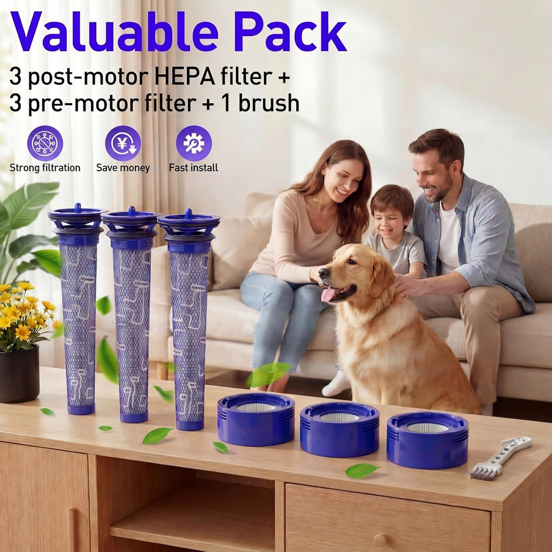 Wolfish 6er-Pack Staubsaugerfilter, Ersatz-Set für Dyson-Staubsauger V8+, V8, V7, Absolute, Animal,