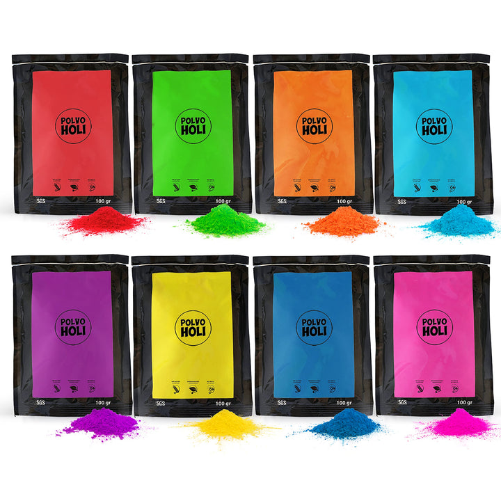 Polvo Holi 8 Holi-Beutel je 100 Gramm