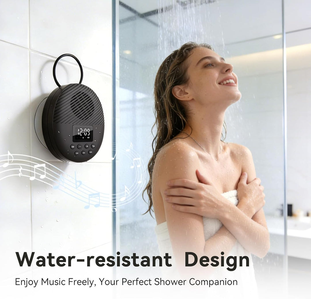 AGPTEK Bluetooth Lautsprecher Tragbare Mini Musikbox Bluetooth 5.4 mit LED Anzeige, FM-Radio & Wecke