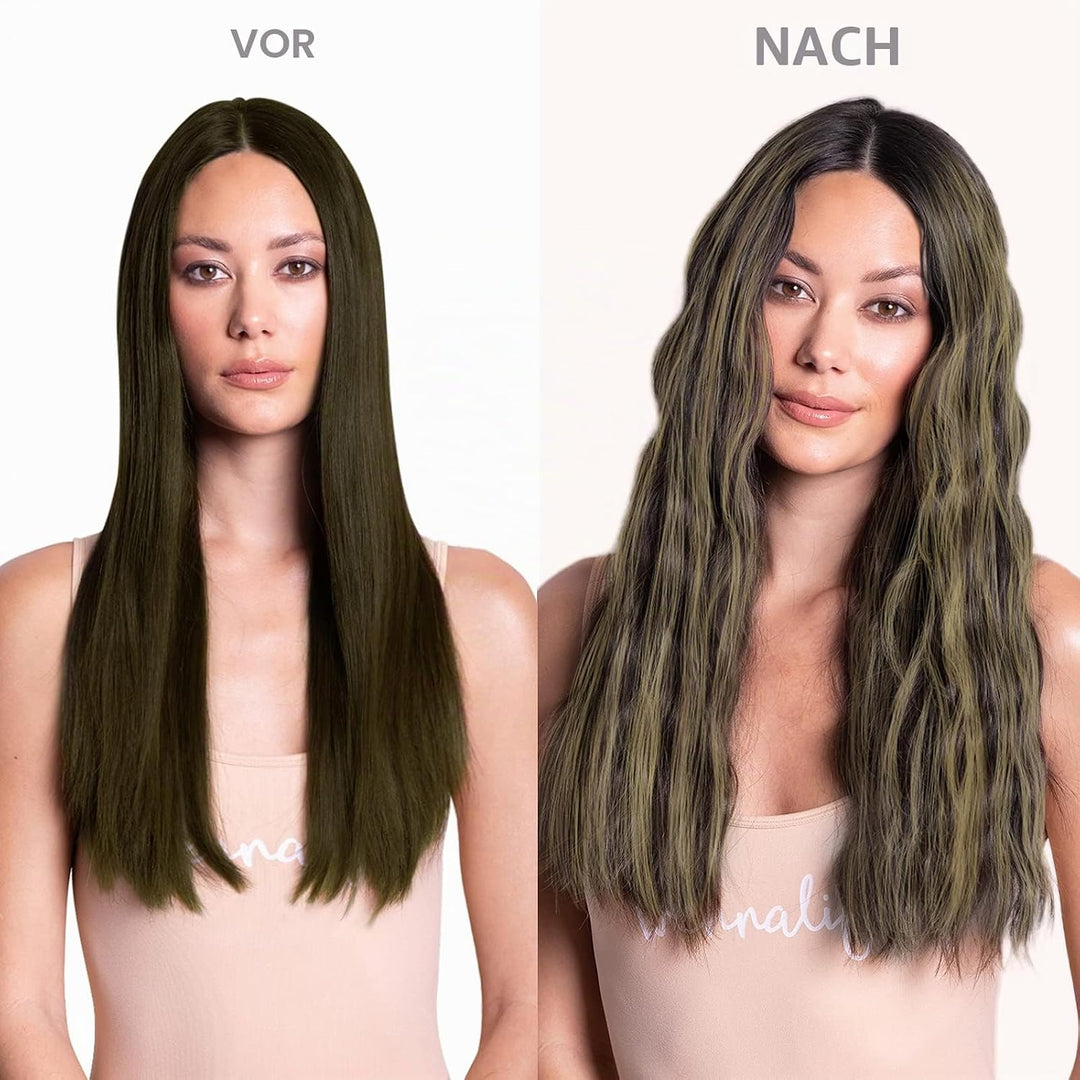 WENNALIFE Nahtlose Clip In Extensions Echthaar, 35cm 9pcs 130g Balayage Natürliches Schwarz bis Hell