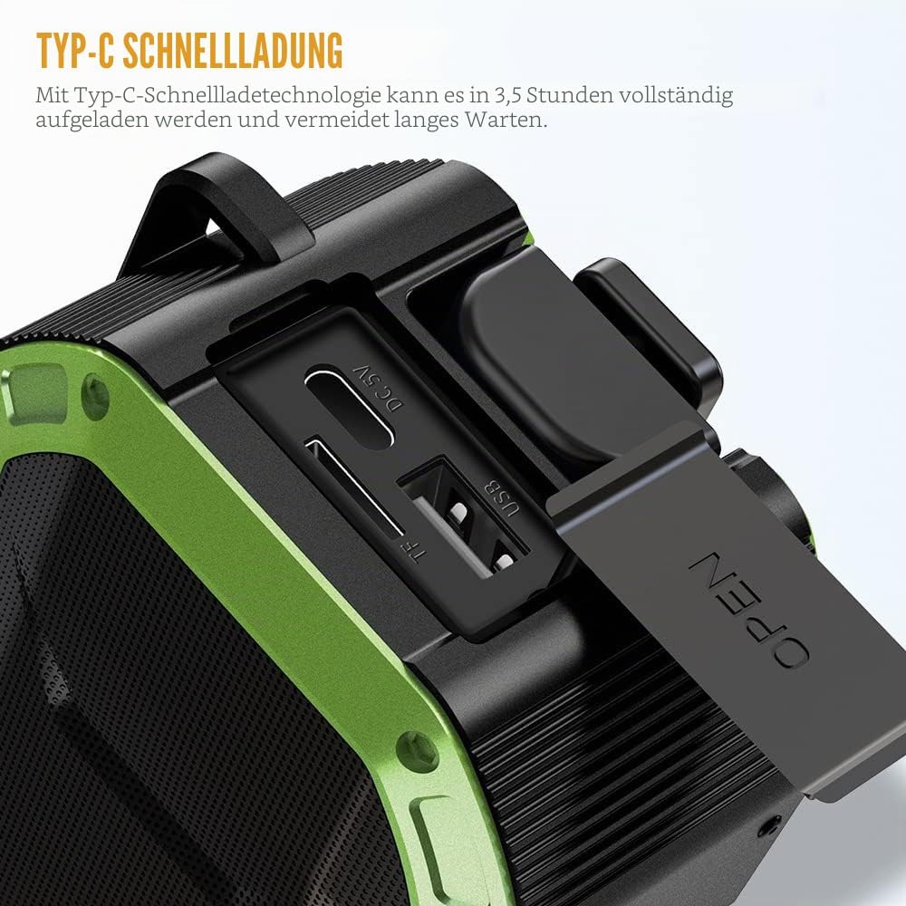 Kavolet Solar Radio, Tragbar Kurbelradio Dynamo Radio mit AM/FM, 5000mAh Power Bank Ladegerät Blitzl