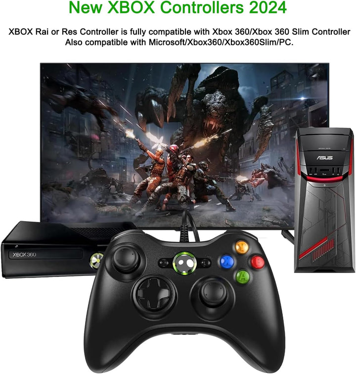 Lunriwis Controller für Xbox 360, Xbox 360 Controller Game Controller mit Kabel Wired Gamepad Joypad