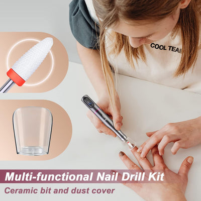 Nagelfräser für Gelnägel Kabellos, Auriox Elektrische Nagelfeile Fräser für Gelnägel, USB Wiederaufl