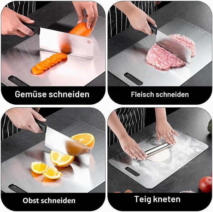 Titan Schneidebrett, 2 Pcs Schneidebrett Edelstahl, Titan Chopping Board, Schneidebrett Metall, Dopp