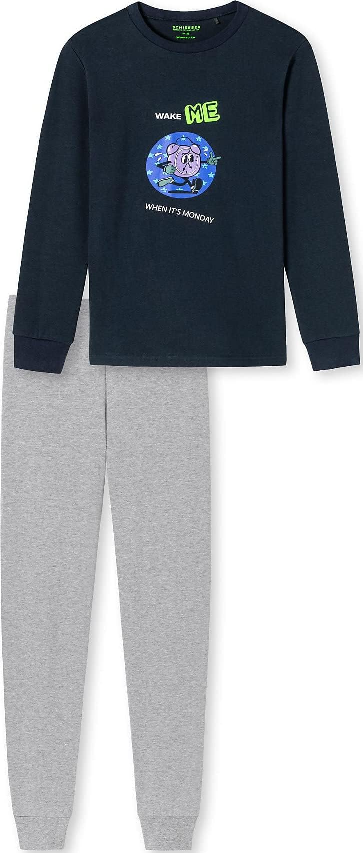 Schiesser Jungen Jungen Langer Schlafanzug - Organic Cotton Pyjamaset 140 Indigo (Indigo), 140 Indig