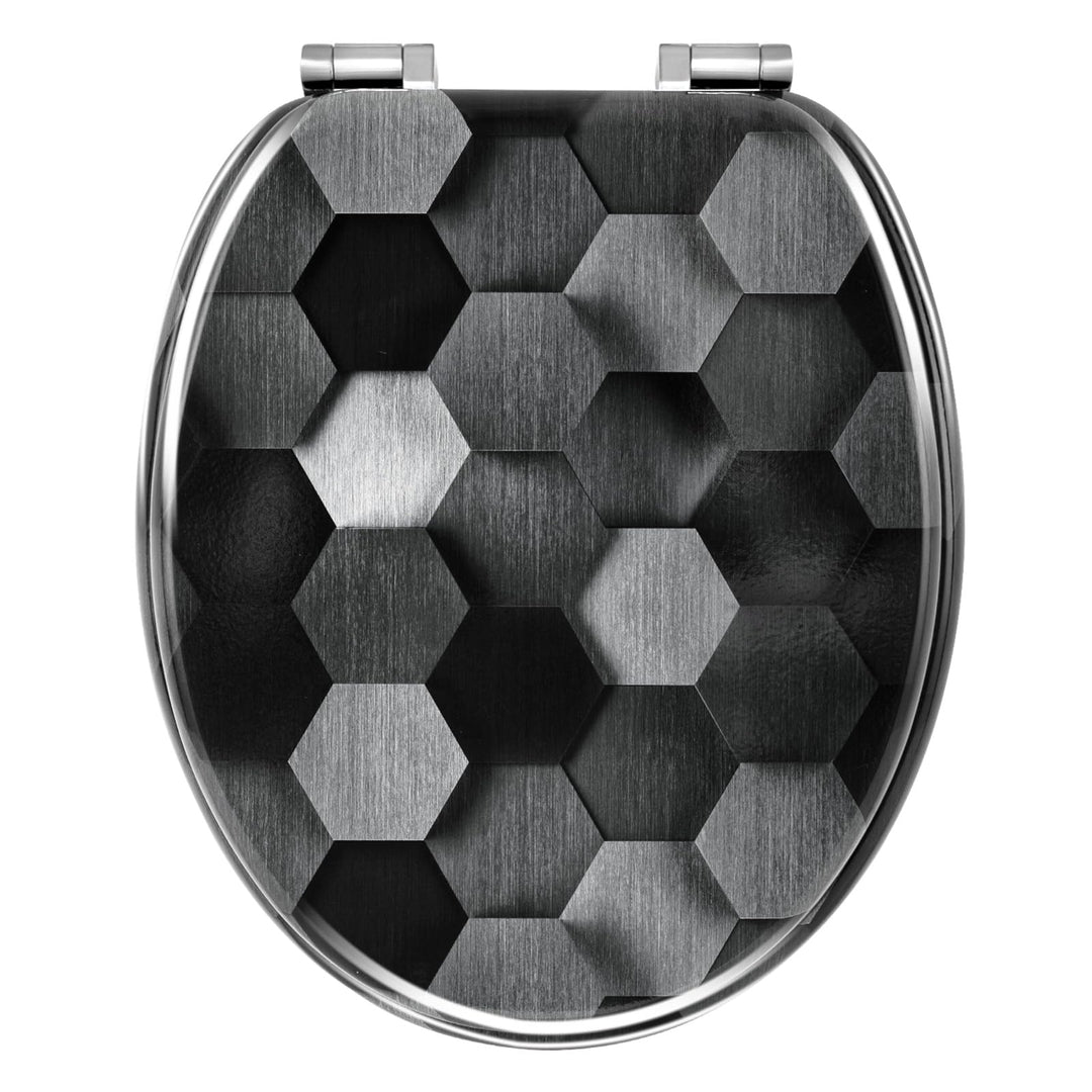 WOLTU Toilettendeckel mit Absenkautomatik, WC Sitz O Form MDF, Klodeckel mit Motiv, Klobrille Toilet