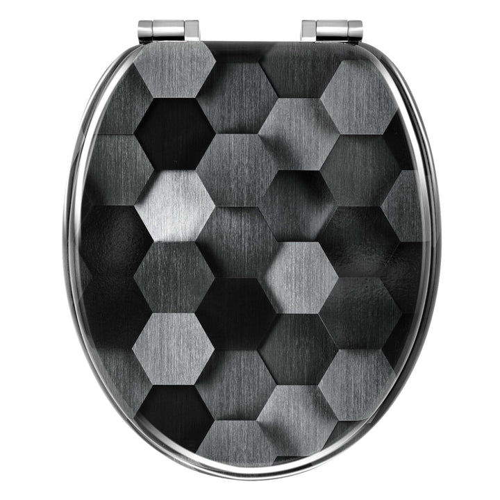 WOLTU Toilettendeckel mit Absenkautomatik, WC Sitz O Form MDF, Klodeckel mit Motiv, Klobrille Toilet