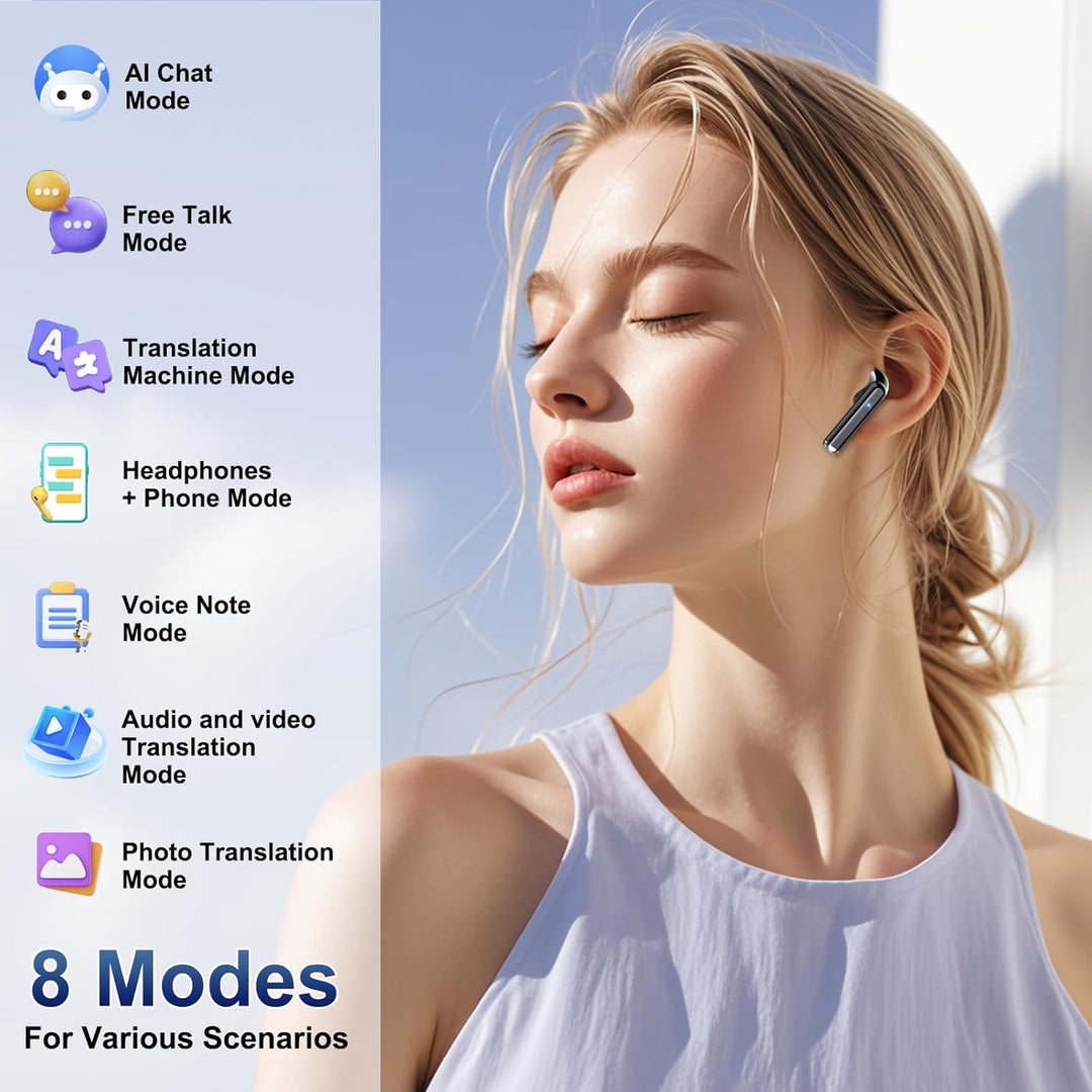 KI Übersetzer Kopfhörer, 3-in-1 Bluetooth 5.4 Sprachübersetzer mit Simultanübersetzung, 165 Sprachen