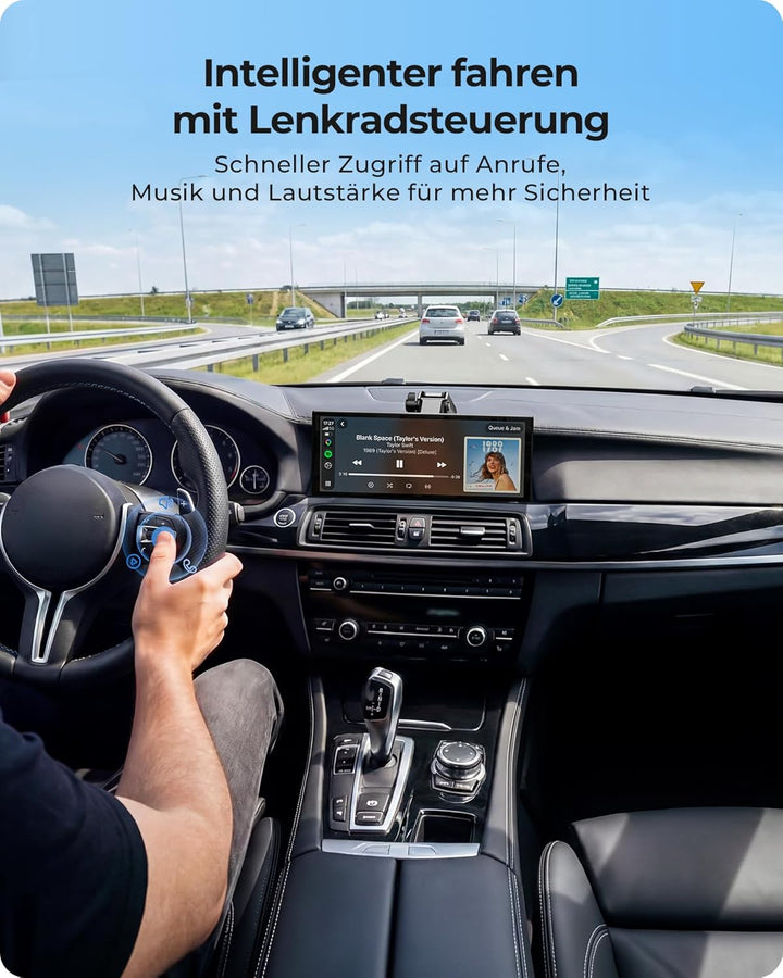 10,26" Drahtloses Tragbarer 60FPS Car Play Display mit 4K Dashcam Vorne HD Hinten für Apple Carplay