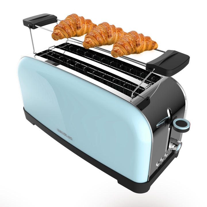 Cecotec Vertikaler Toaster mit 2 langen Schlitzen Toastin' Time 1500 Blau. 1500 W, 4 Brotscheiben, 3