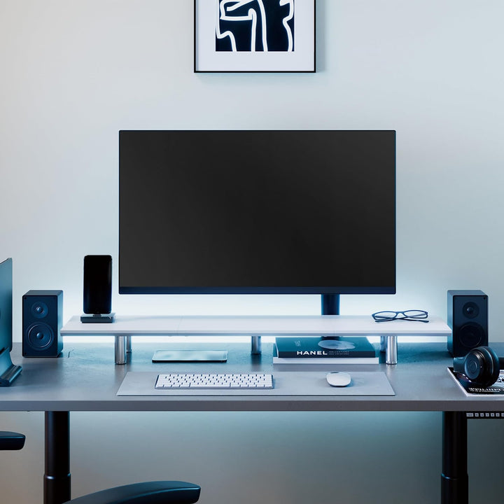 Fenge Grosser Monitorständer 100cm Dual Monitor Stands Riser mit Höhenverstellbarem Bein,Multifunkti