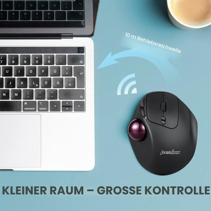 Perixx PERIMICE-717 Kabellose Programmierbare Trackball Maus - 34mm Trackball - 400/1000 DPI - 7 Tas