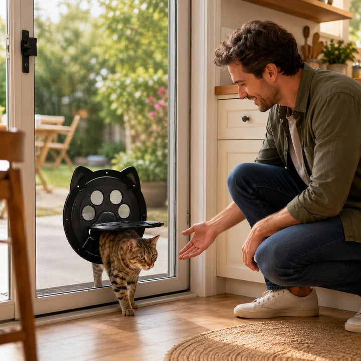 Katzenklappe für Fliegengitter 26 * 26.5cm Hundeklappe für Fliegengitter, Fliegengitter Tür mit Katz