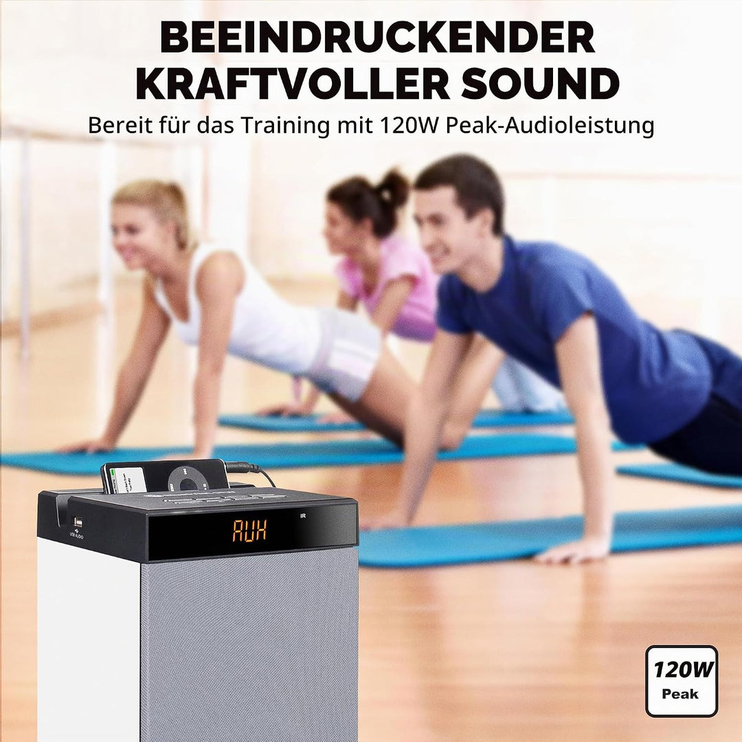 GOgroove Bluetooth Turm Lautsprecher mit integriertem Subwoofer - Standlautsprecher mit Bass und Dua