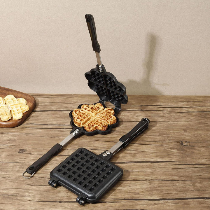 JIAMIAN Waffle Makers, with Non-Stick Coating &amp; Heat-Insulated Handle, Sandwich Iron, Press Plate Ma