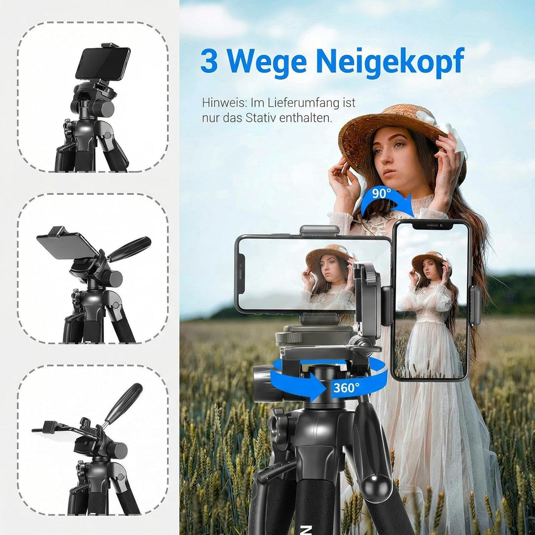 NEEWER 2 in 1 Kamera Stativ und Einbeinstativ, 177cm tragbares Reisestativ aus Aluminiumlegierung mi