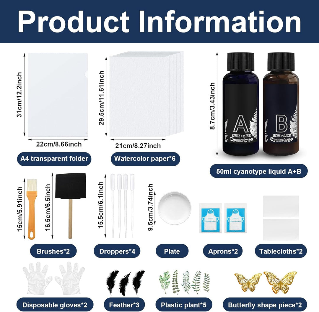 Cyanotypie, Cyanotype Sensitizer Set, Cyanotype Kit, Kommt mit Federn, Pflanzen und Anderen Material