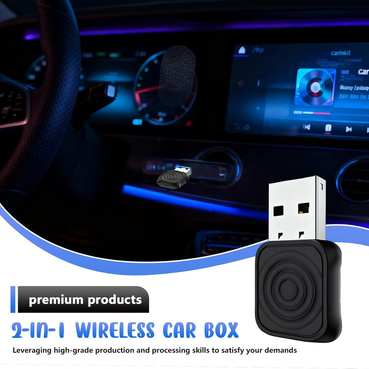 CarPlay Wireless Adapter, 2 in 1 Wireless CarPlay Adapter kabelgebunden zu kabellos, Plug & Play, US