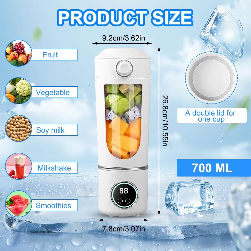 Tragbarer Mixer, Mini Standmixer Blender, 700ml Tragbarer Mixer Smoothie Maker, With 12 Stainless St