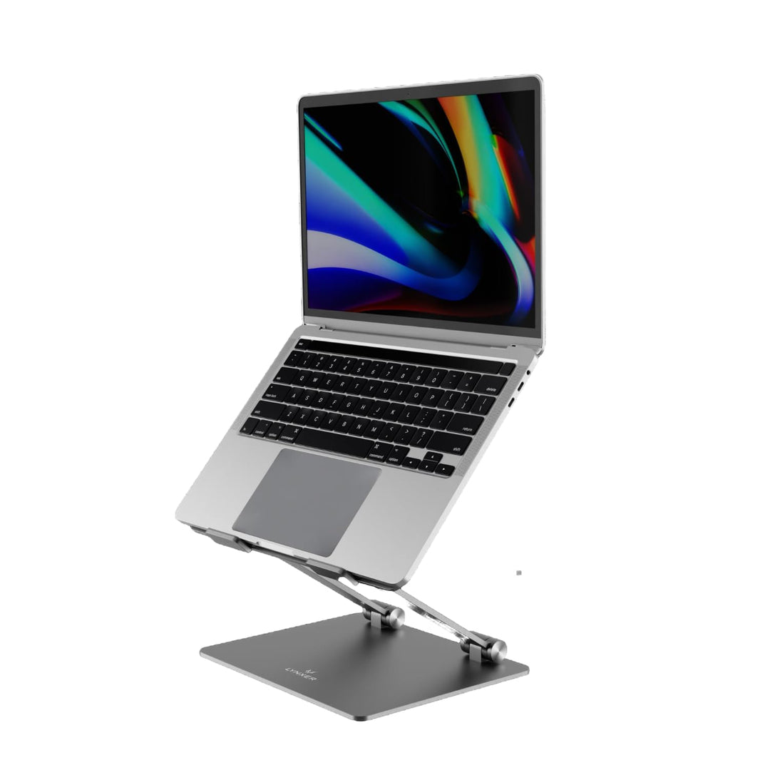 LYNXER Laptop Ständer Höhenverstellbar, Faltbarer Laptop Stand, ergonomischer und belüfteter Möbel f