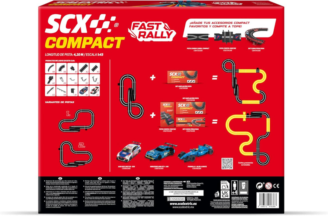 SCALEXTRIC - Compact Circuit - Komplette Rennstrecke - 2 Autos enthalten - Massstab 1:43 (Circuito C