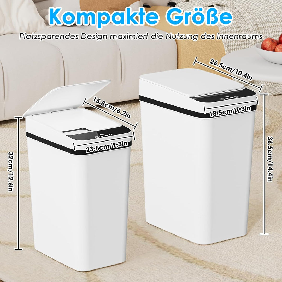 Dreamhigh® 2er Set Mülleimer Mit Sensor, 15L & 12L Elektrischer Mülleimer Mit Automatischem Deckel,