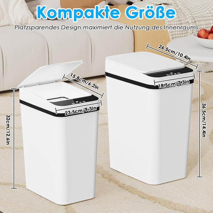 Dreamhigh® 2er Set Mülleimer Mit Sensor, 15L & 12L Elektrischer Mülleimer Mit Automatischem Deckel,