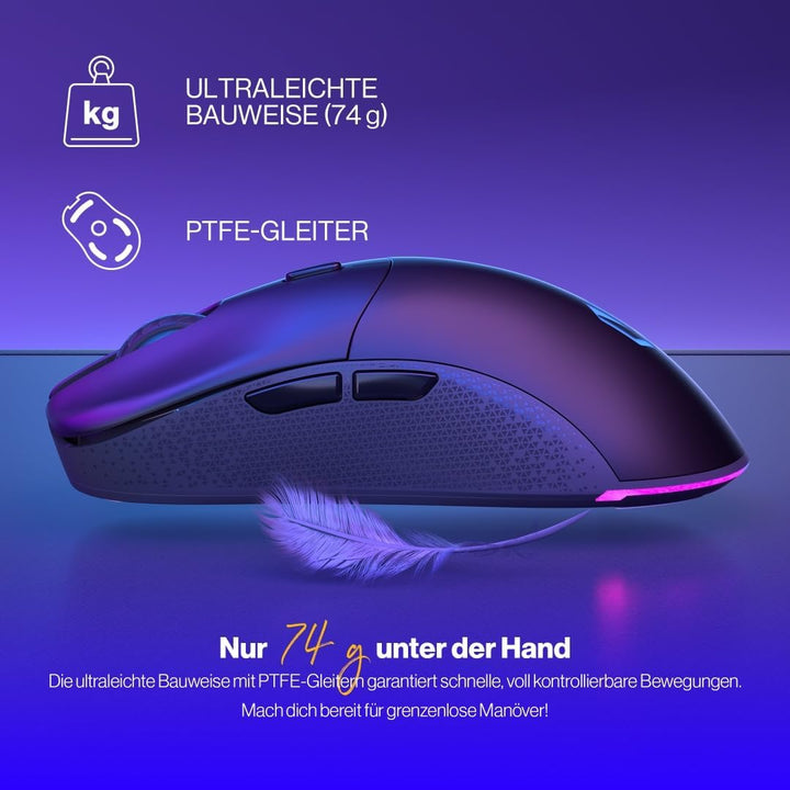 ENDORFY GEM Plus Wireless, Leichte kabellose Gaming-Maus (74 g), PixArt PAW3395 Sensor der Spitzenkl