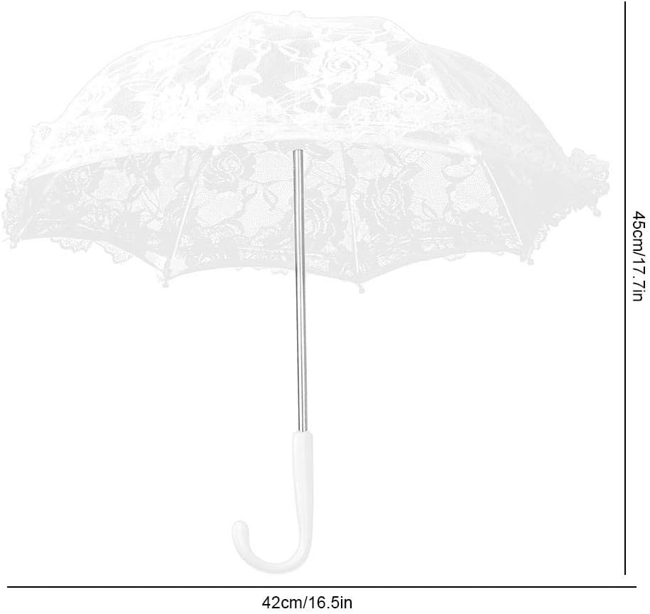Mumusuki Weisser Spitze-Regenschirm-Handwerks-Blumen-Stickerei-Regenschirm-Gebrauch für Brautpartei-