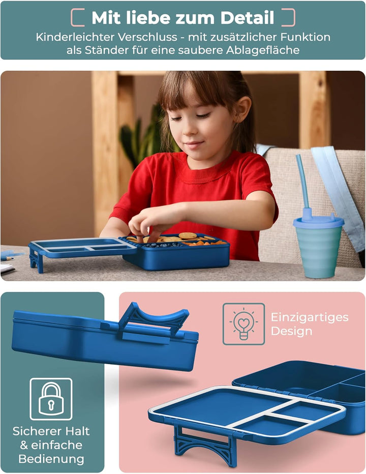 My Vesperbox® Brotdose für Kinder mit Fächern Liv [MADE IN GERMANY] - Lunchbox mit Trennfächern - Be