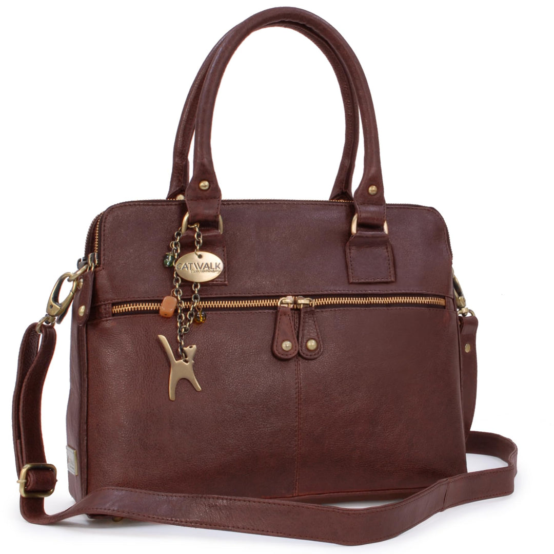Catwalk Collection Handbags - Damen Leder Schultertasche - Umhängetasche Gross - Tote Bag - Handtasc