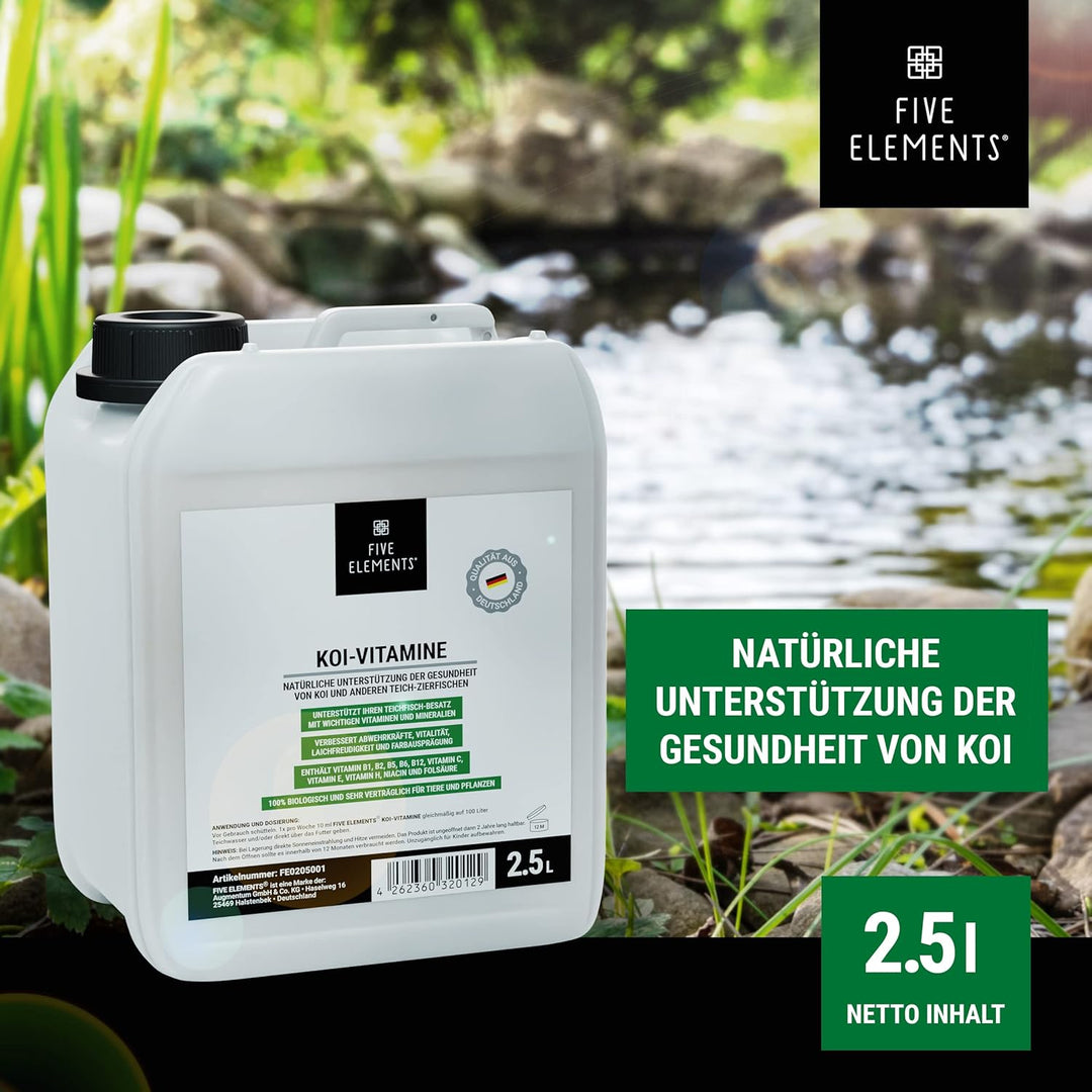 FIVE ELEMENTS Koi-Vitamine | 2,5 l flüssig | wichtige Vitamine und Mineralien | verbessert Abwehrkrä
