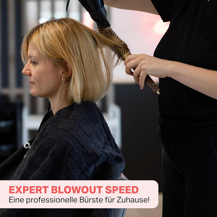 Olivia Garden Expert Blowout Speed – Gold & Braun - 25 - Keramik-Rundbürste mit extra langem Barrel
