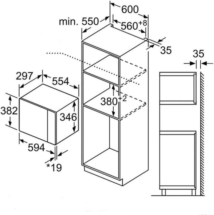 Siemens iQ500 Einbau-Mikrowelle, 59 x 38 cm, cookControl, humidClean, Grill, schwarz, BE525LMB1
