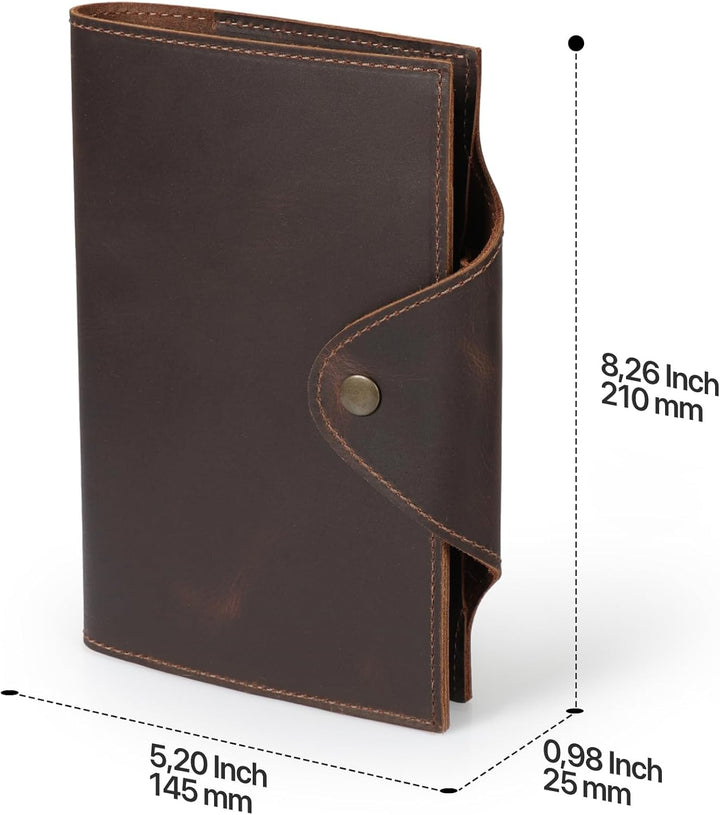 Londo Echtleder Schreibmappe Konferenzmappe mit Notizblock Notizblock und Schloss Braun M, Braun M