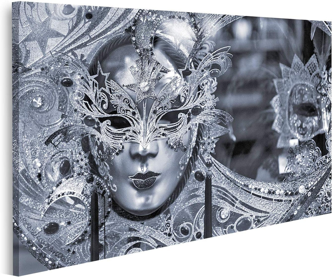 islandburner Bild auf Leinwand Schwarzes Und Weisses Bild Der Traditionellen Karnevalsmaske In Vened