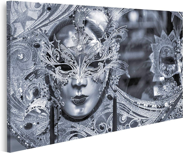 islandburner Bild auf Leinwand Schwarzes Und Weisses Bild Der Traditionellen Karnevalsmaske In Vened