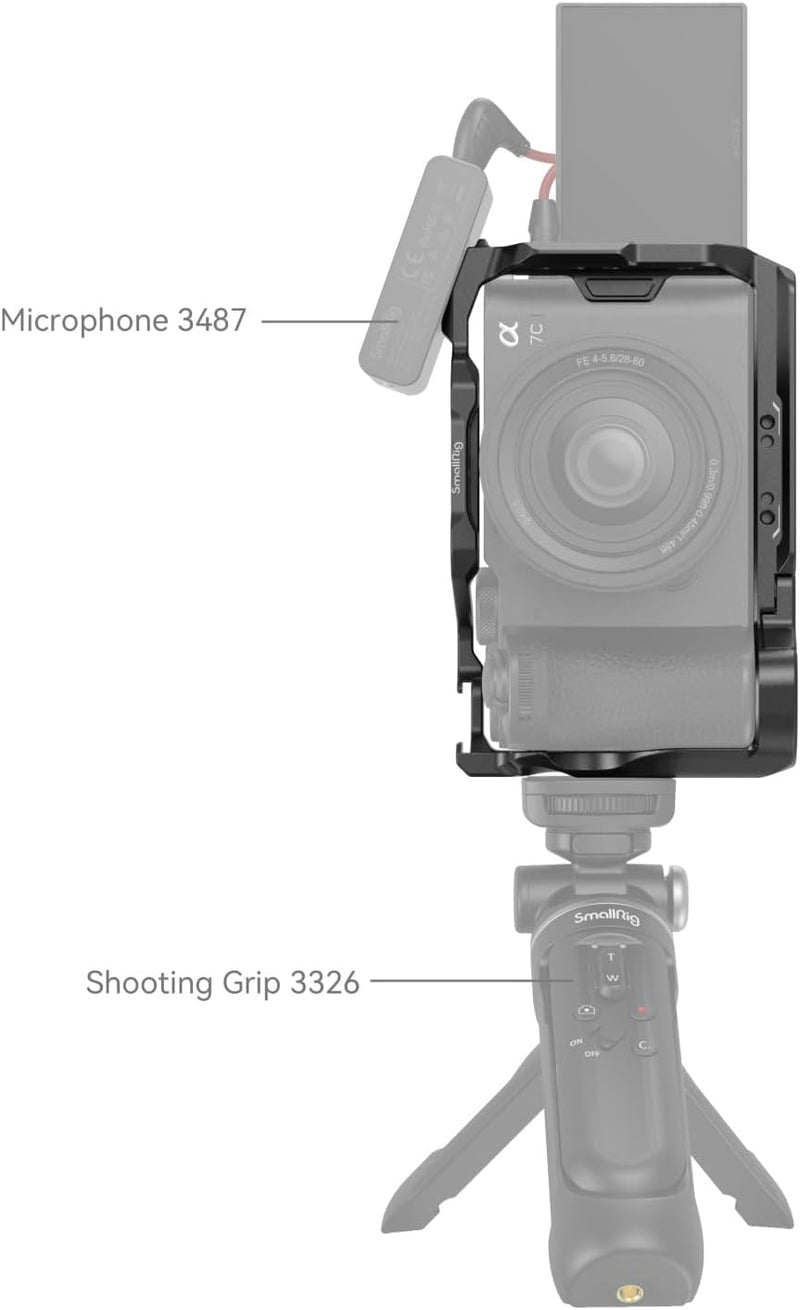 SMALLRIG Käfig-Set für Sony A7C II / A7CR mit Einer Kabelklemme für HDMI, vollständiger Zugriff auf