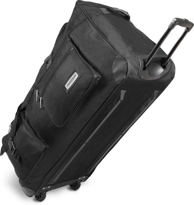 normani XXXL - Schwarzer Trolley - Jumbo Travel - grosse und leichte Reisetasche mit 2 Rollen für Da