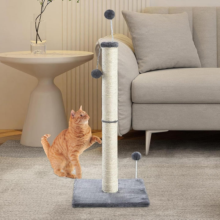 Kratzsäule für Katzen,Kratzbaum für Katzen 97cm Kratzsäule XXL Natural Sisal Seil Pole mit hängendem