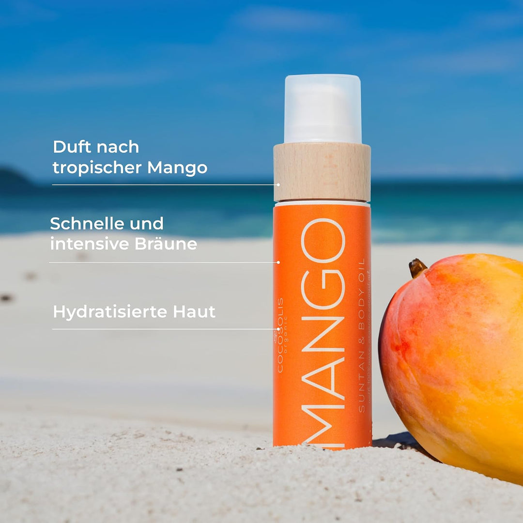 COCOSOLIS MANGO Bräunungsbeschleuniger – Bio-Bräunungsöl mit Vitamin E & Mango Duft für schnelle int