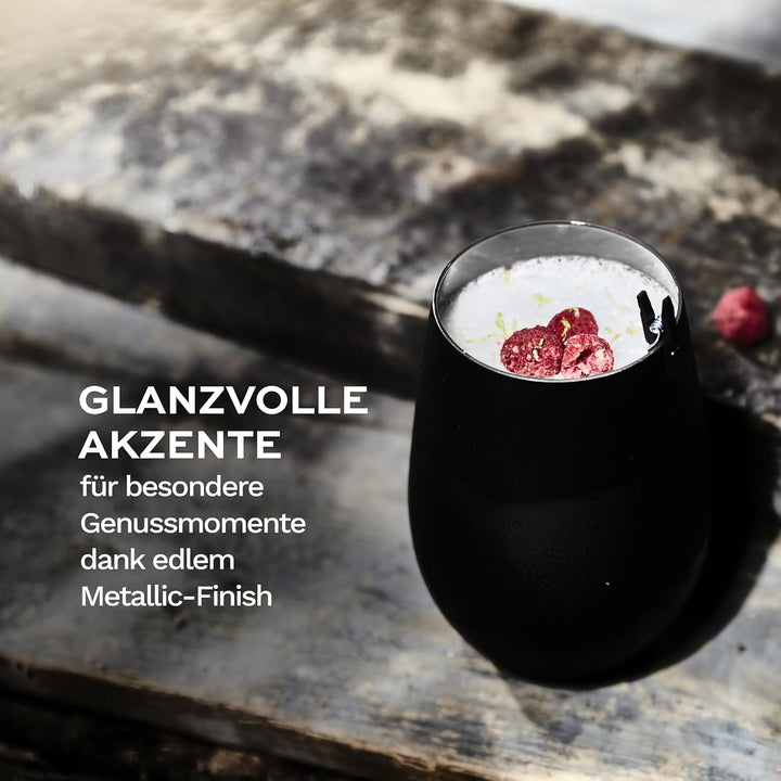 STÖLZLE LAUSITZ Gläser ELEMENTS 465 ml Schwarz & Silber I Trinkgläser 6er Set I Gläser-Set spülmasch
