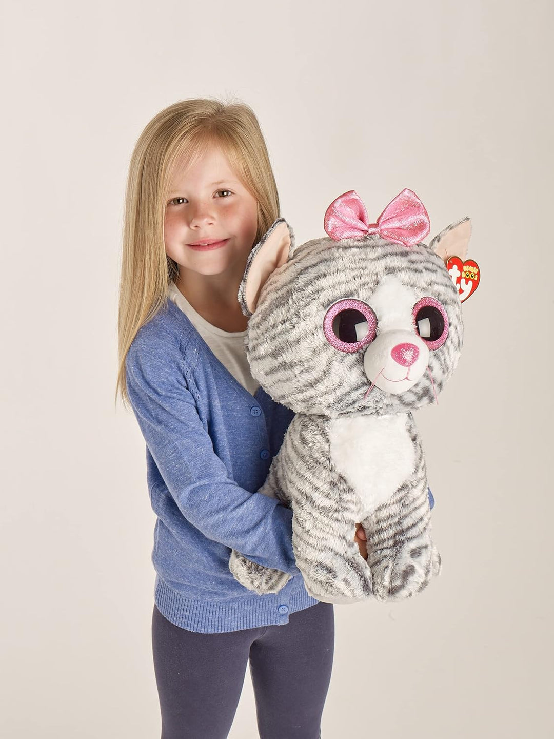 TY Kiki Beanie Boos 36838 Katze MTI Glitzeraugen, Grau Katze Kiki, Katze Kiki