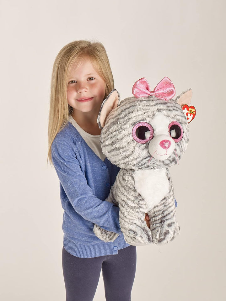 TY Kiki Beanie Boos 36838 Katze MTI Glitzeraugen, Grau Katze Kiki, Katze Kiki